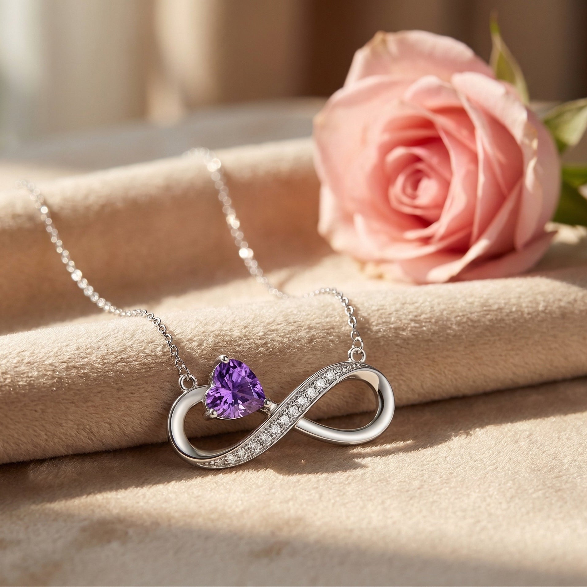 Infinity Birthstone Necklace | Luxury Gift Box