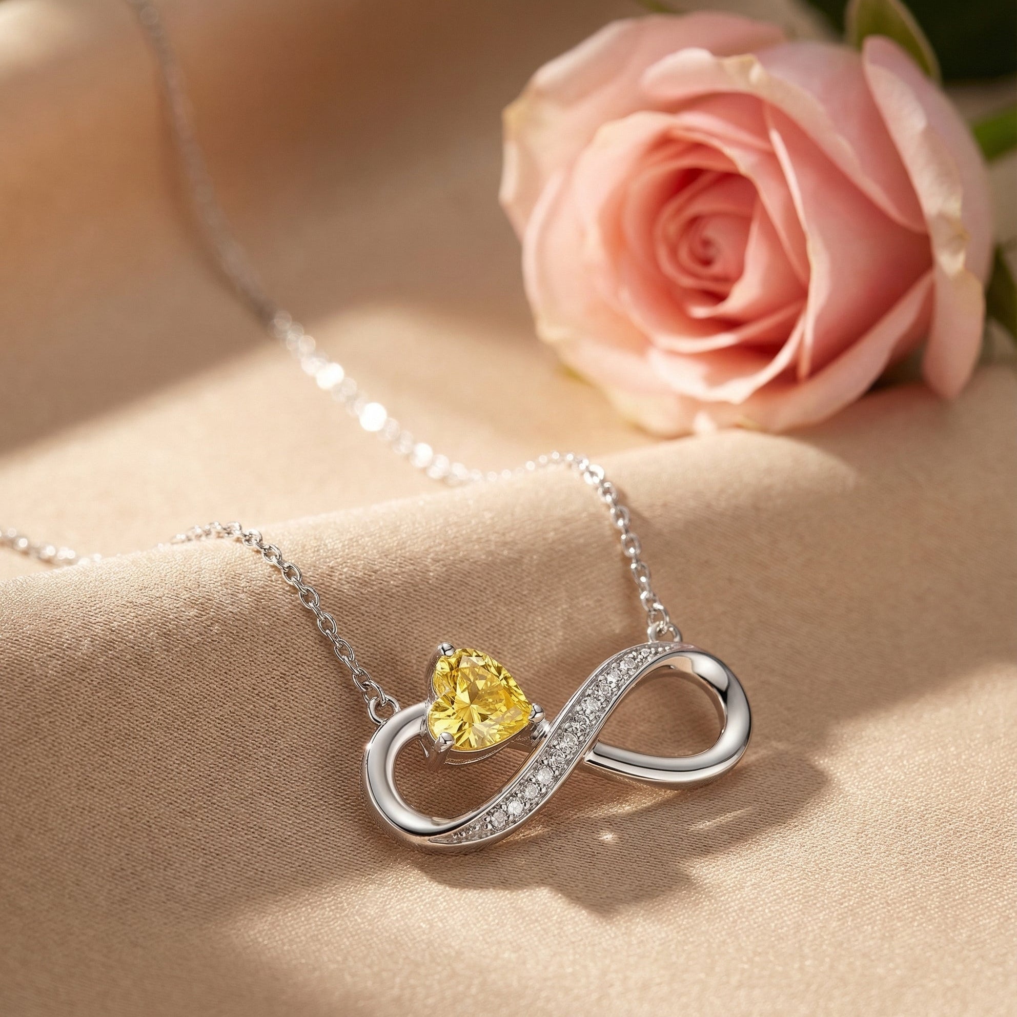 Infinity Birthstone Necklace | Luxury Gift Box