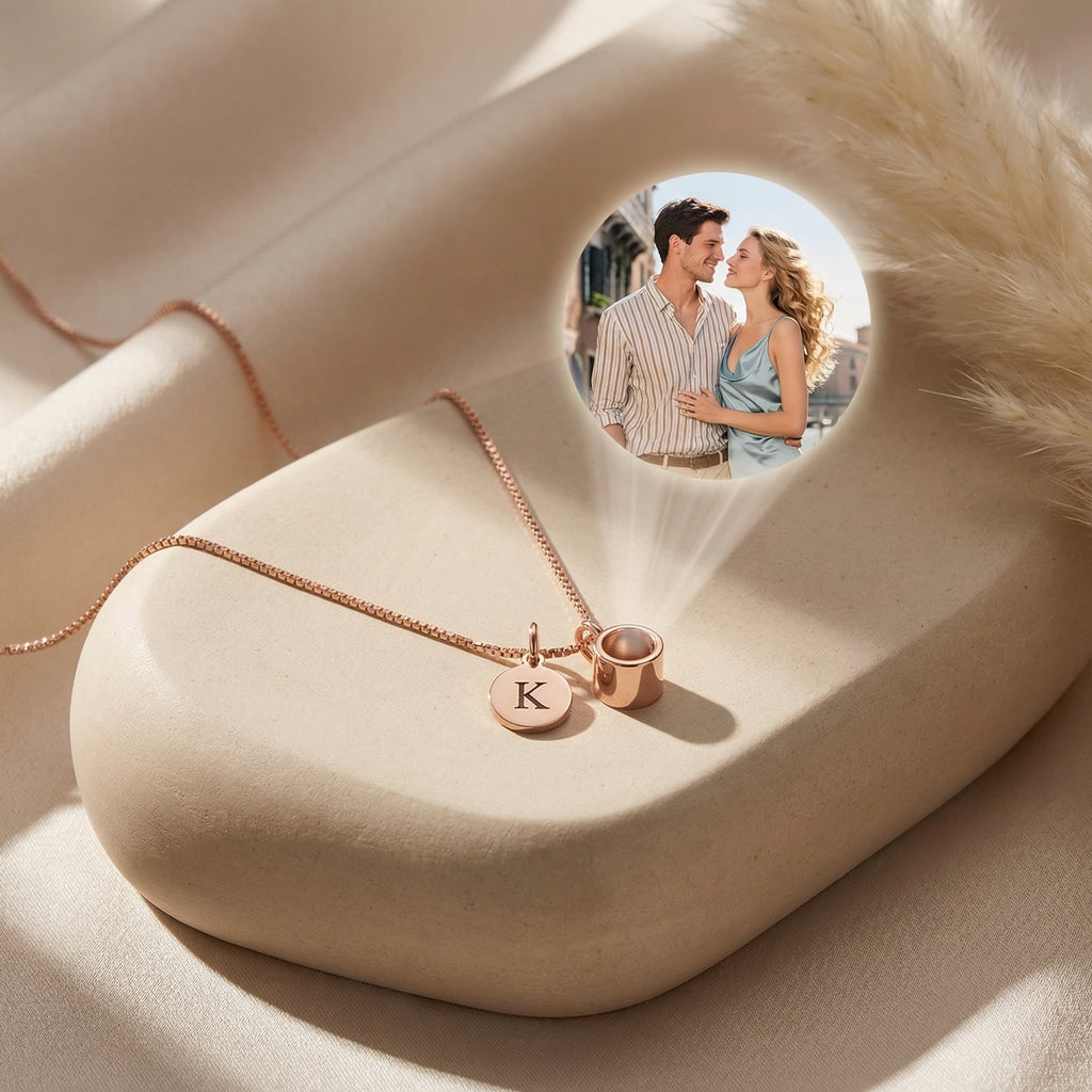 Initial & Photo Projection Necklace