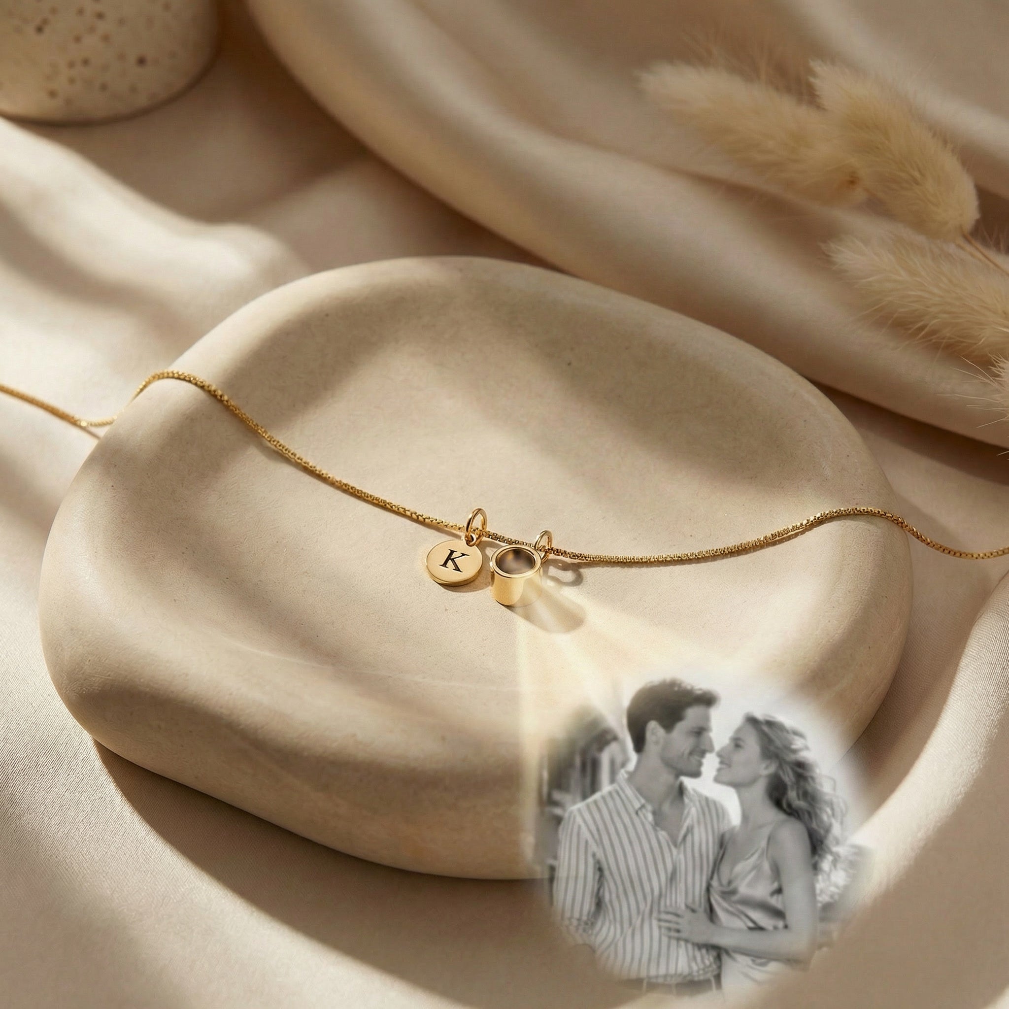 Initial & Photo Projection Necklace